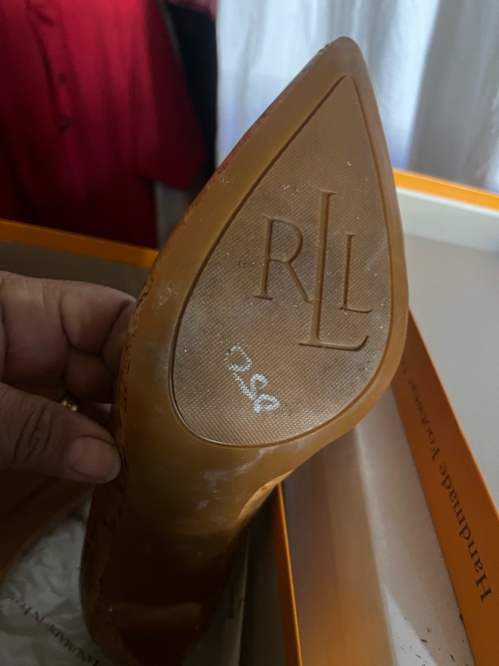Ralph Lauren Cork-Textured Pointed Toe Pumps - Tan - Picture 4 of 5